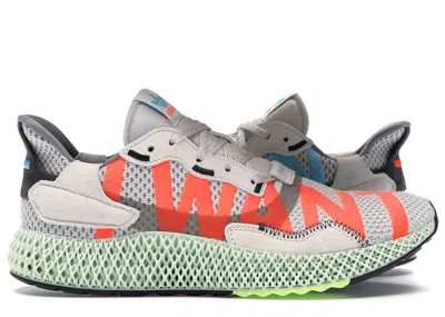 Pre-owned Adidas Originals Men's Adidas Zx 4000 4d I Want I Can Sneakers In Grey One/linen Green/bright Cyan