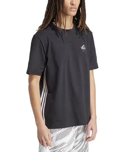 Adidas Originals Men's All Szn Snack Attack 3-stripes Logo Graphic T-shirt In Black