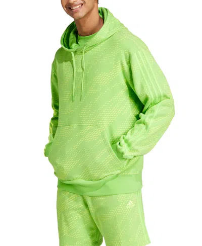 Adidas Originals Men's All Szn Snack Attack Loose-fit 3-stripes French Terry Hoodie In Semi Sol Green