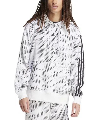 Adidas Originals Men's All Szn Snack Attack Loose-fit 3-stripes French Terry Hoodie In White
