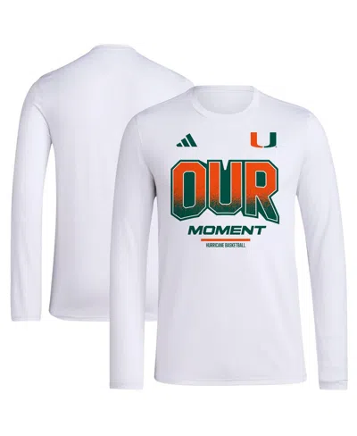 Adidas Originals Men's And Women's Adidas White Miami Hurricanes 2024 On-court Bench Our Moment Long Sleeve T-shirt