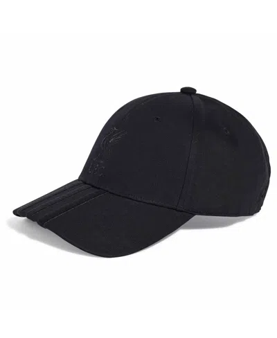 Adidas Originals Men's And Women's Black Liverpool Three-stripe Dad Adjustable Hat