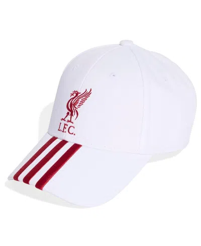Adidas Originals Men's And Women's White Liverpool Three-stripe Dad Adjustable Hat