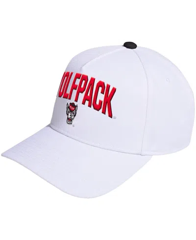 Adidas Originals Men's And Women's White Nc State Wolfpack Locker Room A-frame Adjustable Hat