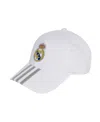 Adidas Originals Men's And Women's White Real Madrid 3-stripe Dad Adjustable Hat In White