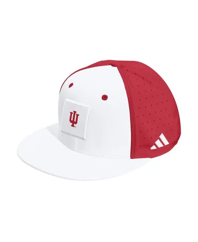Adidas Originals Men's And Women's White/crimson Indiana Hoosiers Performance Flat Bill Adjustable Hat