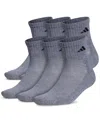 Adidas Originals Men's Athletic 6-pk. Cushioned Quarter Socks In Grey