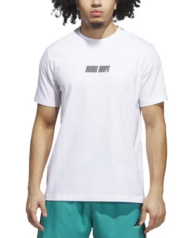 Adidas Originals Men's Basketball Hoop Logo Graphic T-shirt In White