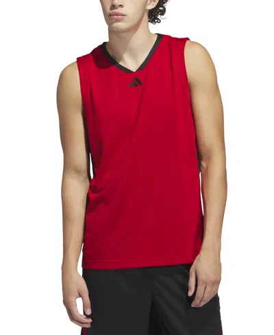 Adidas Originals Men's Bball Logo Graphic Tank Top In Red