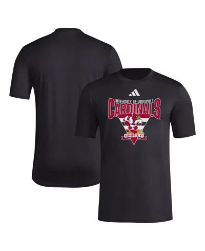 Adidas Originals Men's Black Louisville Cardinals 2024 Locker Trilateral Pre-game T-shirt