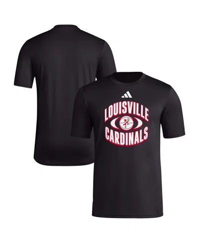 Adidas Originals Men's Black Louisville Cardinals Basketball On Court Orbit Pregame T-shirt