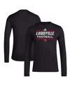 Adidas Originals Men's Black Louisville Cardinals Locker Football Pre-game Aeroready Long Sleeve T-shirt In Black