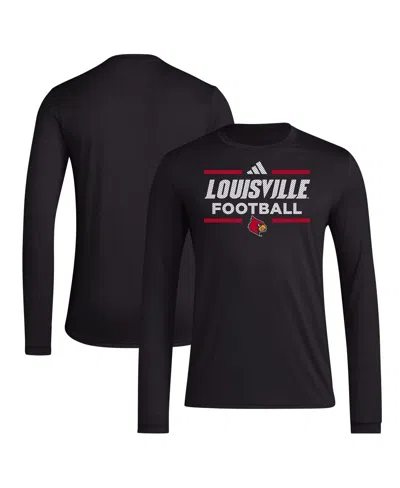 Adidas Originals Men's Black Louisville Cardinals Locker Football Pre-game Aeroready Long Sleeve T-shirt