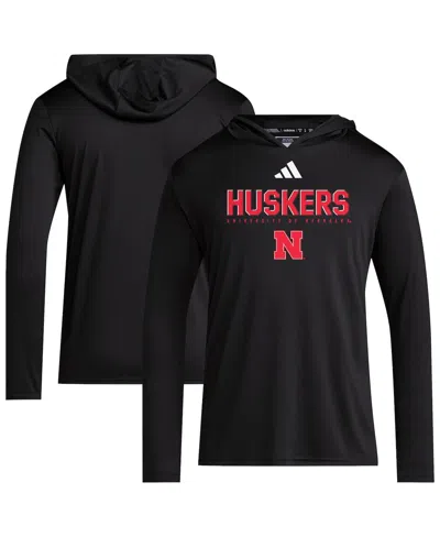 Adidas Originals Adidas Black Nebraska Huskers 2025 Aeroready Sideline Training Long Sleeve Hooded T-shirt