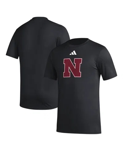Adidas Originals Men's Black Nebraska Huskers Primary Locker Logo Pre-game Aeroready T-shirt