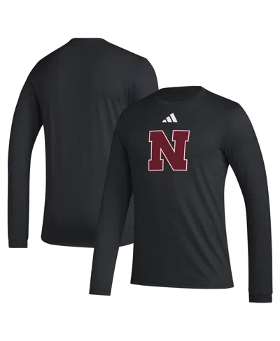Adidas Originals Men's Black Nebraska Huskers Primary Locker Logo Pre-game Long Sleeve T-shirt
