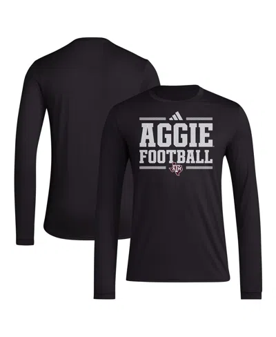 Adidas Originals Men's Black Texas A M Aggies Locker Football Pre-game Aeroready Long Sleeve T-shirt