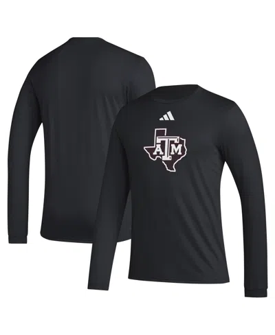 Adidas Originals Men's Black Texas A M Aggies Primary Locker Logo Pre-game Long Sleeve T-shirt