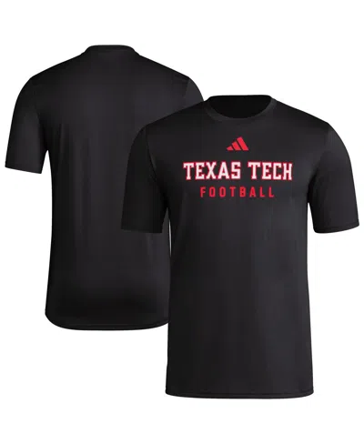 Adidas Originals Men's Black Texas Tech Red Raiders Locker Practice Football Pre-game T-shirt