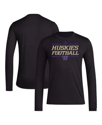 Adidas Originals Men's Black Washington Huskies Locker Football Pre-game Aeroready Long Sleeve T-shirt