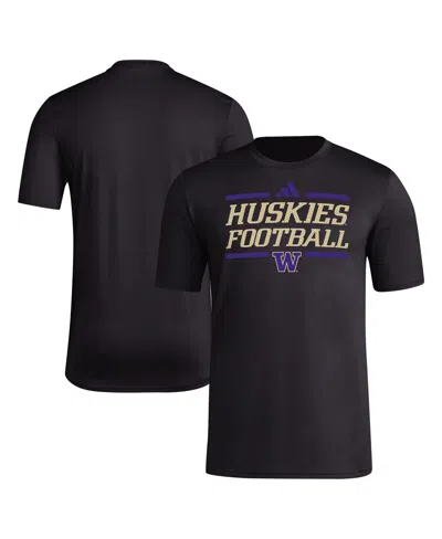 Adidas Originals Men's Black Washington Huskies Locker Football Pre-game Aeroready T-shirt