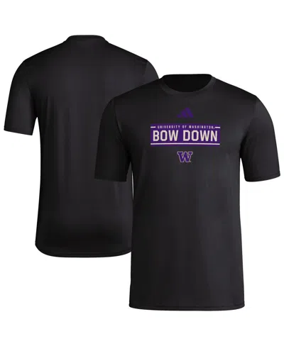 Adidas Originals Men's Black Washington Huskies Locker Slogan Pre-game T-shirt
