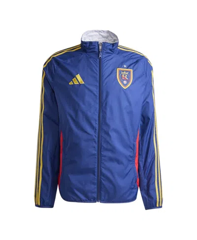 Adidas Originals Men's Blue/white Real Salt Lake 2025 Anthem Reversible Full-zip Jacket In Blue,white