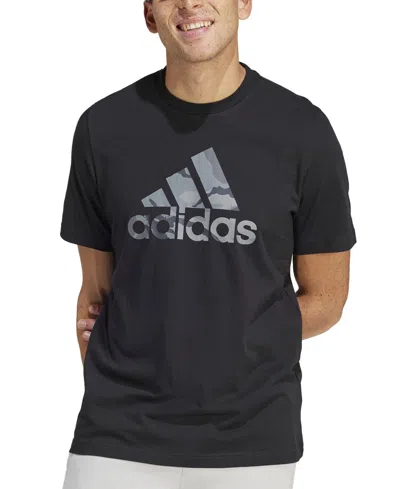 Adidas Originals Men's Camo Big Logo T-shirt In Black,grey