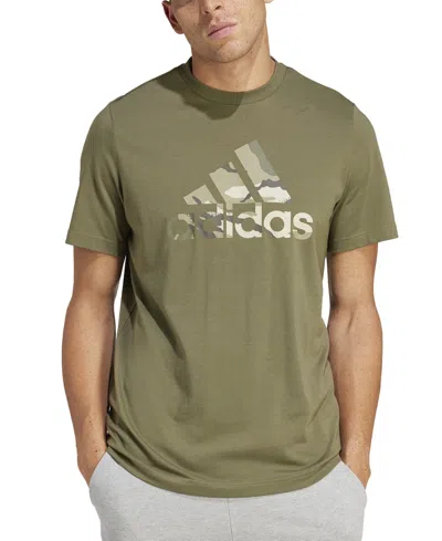 Adidas Originals Men's Camo Big Logo T-shirt In Olive Strata