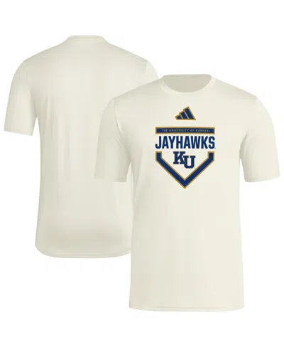 Adidas Originals Men's Cream Kansas Jayhawks Home Plate Pre-game T-shirt