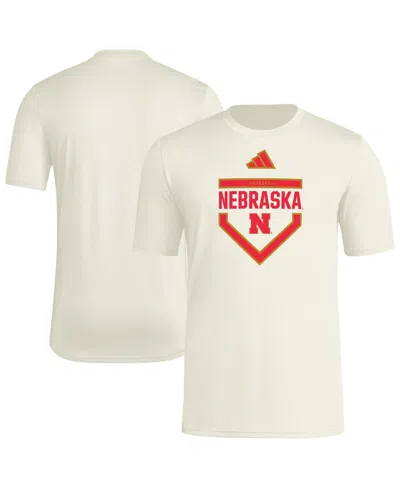 Adidas Originals Men's Cream Nebraska Huskers Home Plate Pre-game T-shirt In Neutral