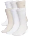 Adidas Originals Men's Cushioned Athletic 6-pack Crew Socks In White And Beige
