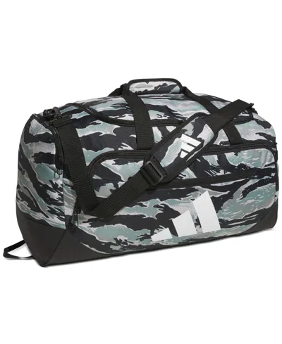 Adidas Originals Men's Defender Logo Duffel Bag In Essential Camo Silver Green-black,black
