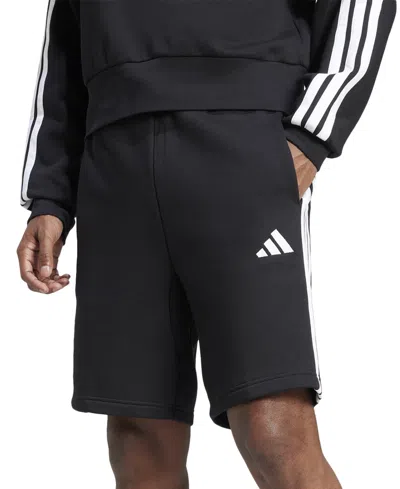 Adidas Originals Men's Essential Three Stripes Fleece Shorts In Black,wht