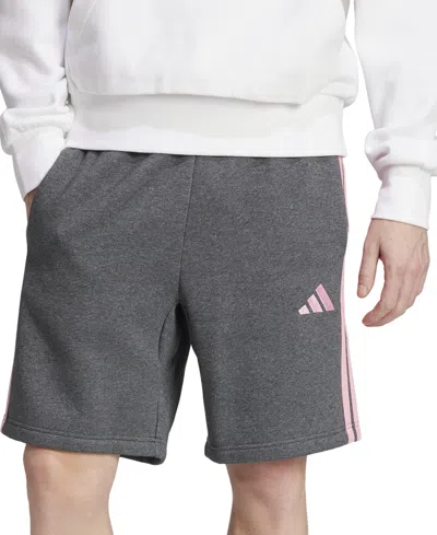 Adidas Originals Men's Essential Three Stripes Fleece Shorts In Dgreyh