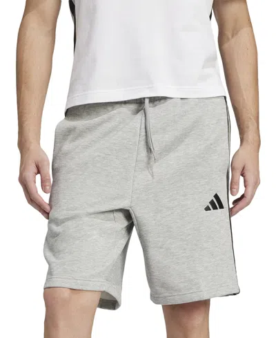 Adidas Originals Men's Essential Three Stripes Fleece Shorts In Dgreyh,whi