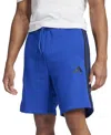 Adidas Originals Men's Essential Three Stripes Fleece Shorts In Blue