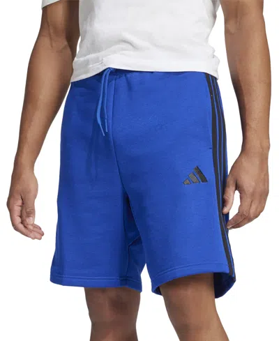Adidas Originals Men's Essential Three Stripes Fleece Shorts In Royal Blue,blk