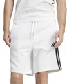 Adidas Originals Men's Essential Three Stripes Fleece Shorts In White,blac