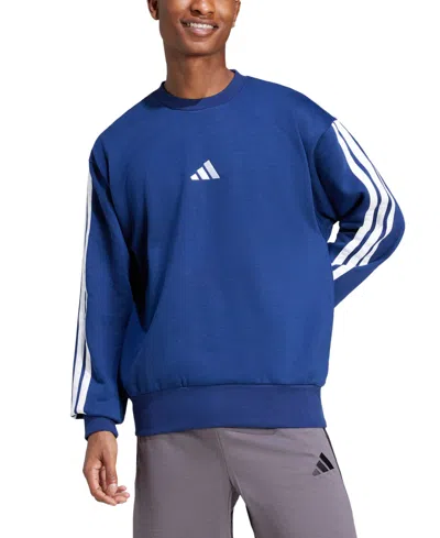 Adidas Originals Men's Essentials 3-stripes Fleece Sweatshirt In Blue