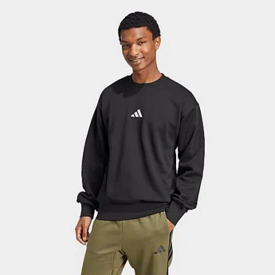 Adidas Originals Men's Essentials Feelcozy Fleece Crewneck Sweatshirt In Black