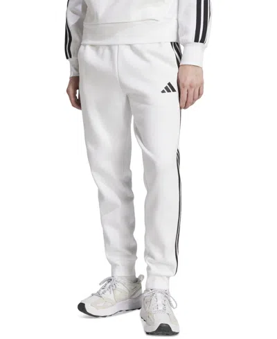 Adidas Originals Men's Essentials Regular-fit 3-stripes Fleece Joggers In White