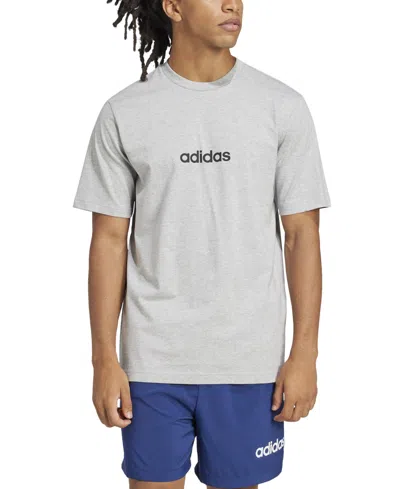 Adidas Originals Men's Essentials Regular-fit Linear Logo Graphic T-shirt In Mgreyh,bla