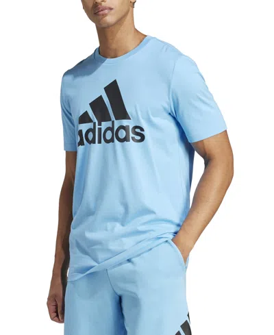 Adidas Originals Men's Essentials Short Sleeve Logo Graphic T-shirt In Semi Blue Burst