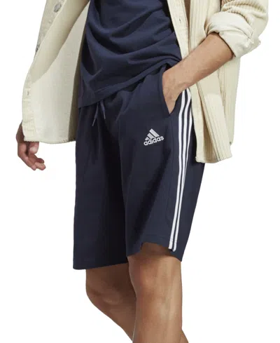 Adidas Originals Men's Essentials Single Jersey 3-stripes 10" Shorts In Leg Ink,wht