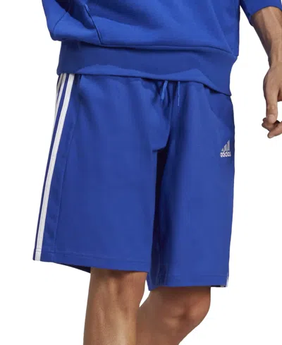 Adidas Originals Men's Essentials Single Jersey 3-stripes 10" Shorts In Lucid Blue,wht