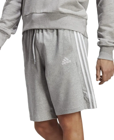 Adidas Originals Men's Essentials Single Jersey 3-stripes 10" Shorts In Medium Grey Heather,white