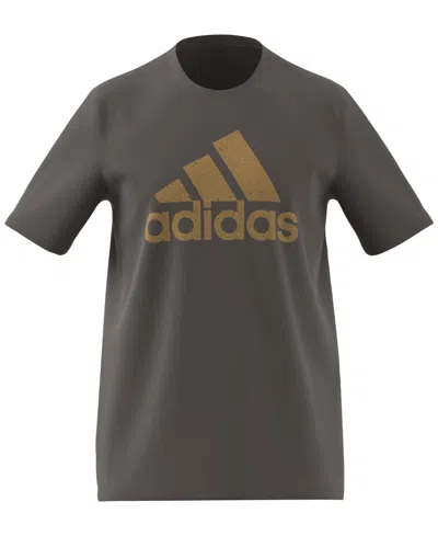 Adidas Originals Men's Essentials Single Jersey Big Logo Short Sleeve Crewneck T-shirt In Charcoal,semi Spark