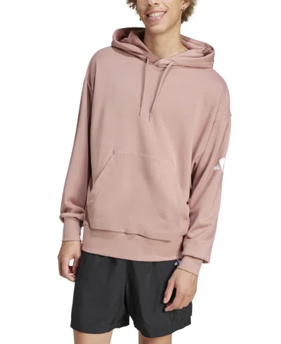 Adidas Originals Men's Essentials Three Bar Loose-fit French Terry Hoodie In Warcla,whi
