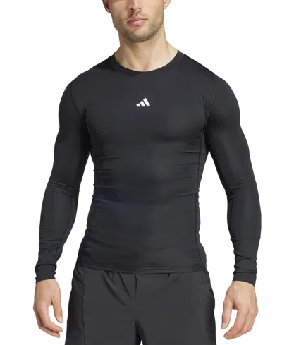 Adidas Originals Mens Adidas Techfit Cold.rdy Training Long-sleeve T-shirt In Black/black